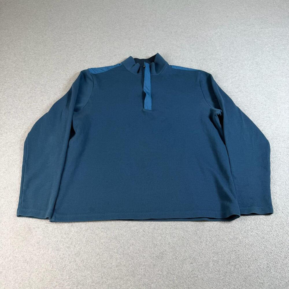 BOSS Hugo Sweater Mens XL Blue Quarter Zip Mock Neck Pullover Classic Heritage